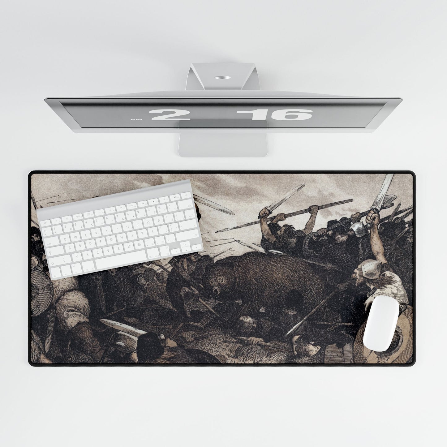 Epic Viking Battle Desk Mat | Dramatic Historical Scene | XL Mouse Matt | Accessories For Home & Office