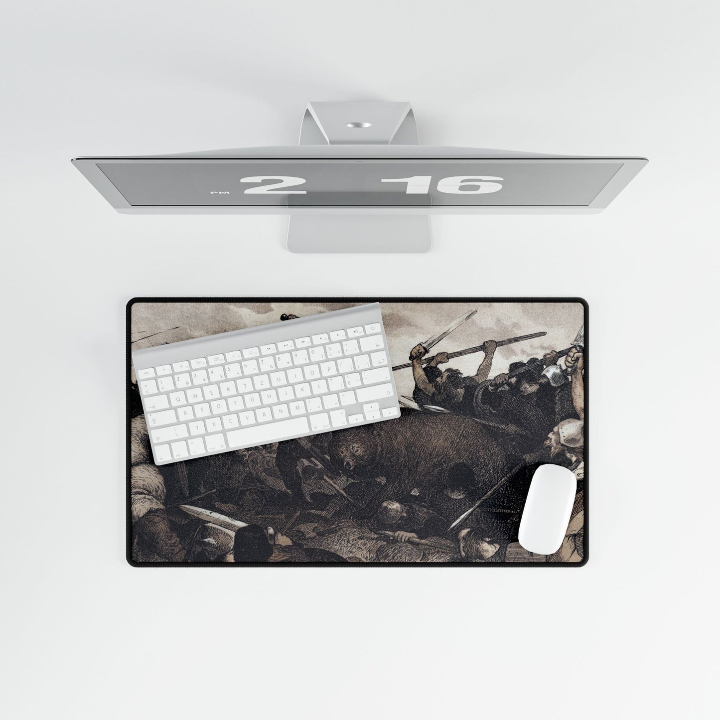 Epic Viking Battle Desk Mat | Dramatic Historical Scene | XL Mouse Matt | Accessories For Home & Office