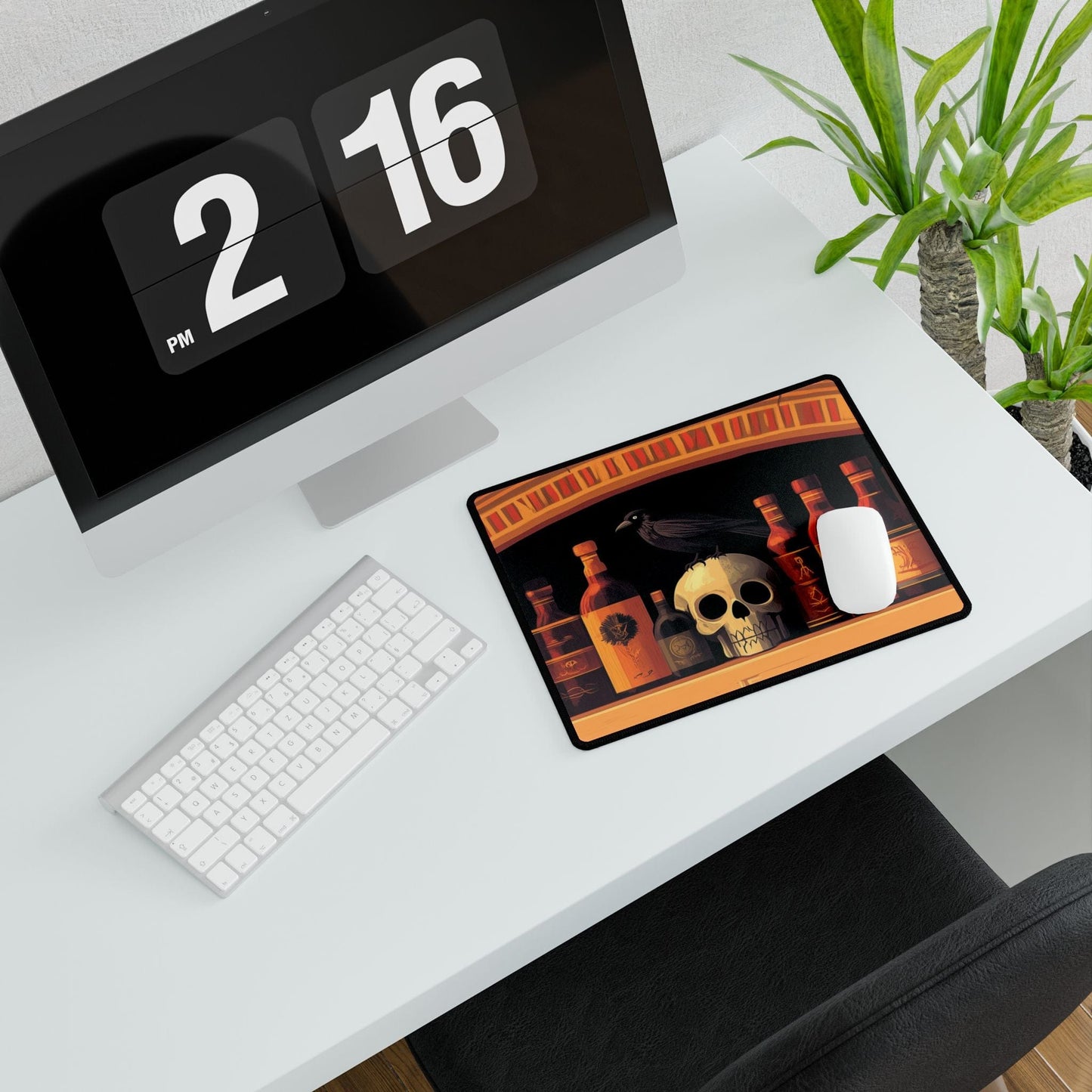 Raven & Skull Desk Mat | Alternative Office Decor | Multiple Size Options