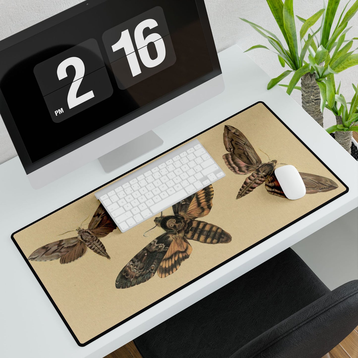 Vintage Moths Desk Mat | Antique Botanical Art | XL Mouse Matt | Accessories For Home & Office