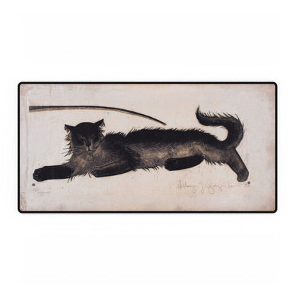 Artistic Black Cat Desk Mat | Unique Desk Decor | XL Mouse Matt | Accessories For Home & Office
