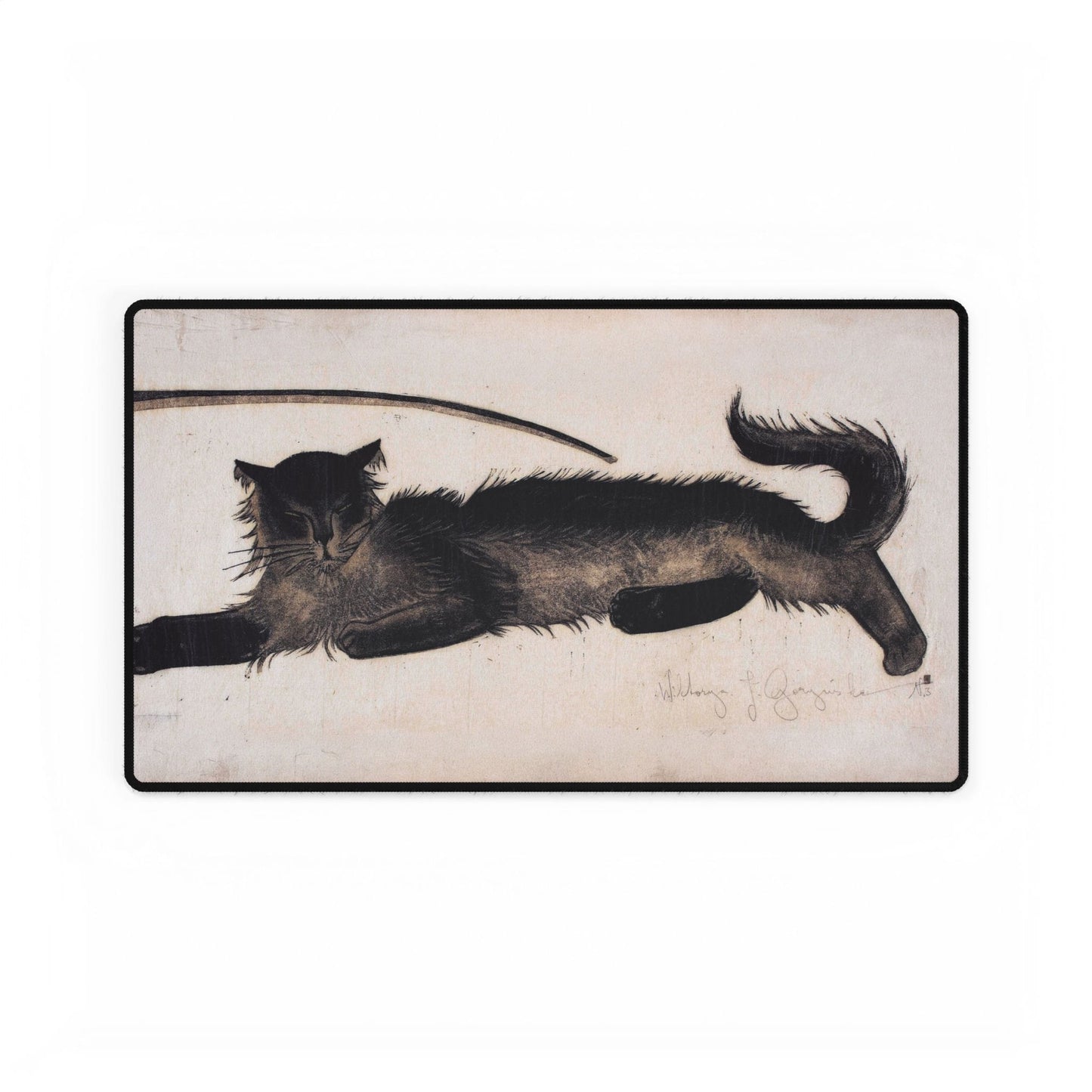 Artistic Black Cat Desk Mat | Unique Desk Decor | XL Mouse Matt | Accessories For Home & Office