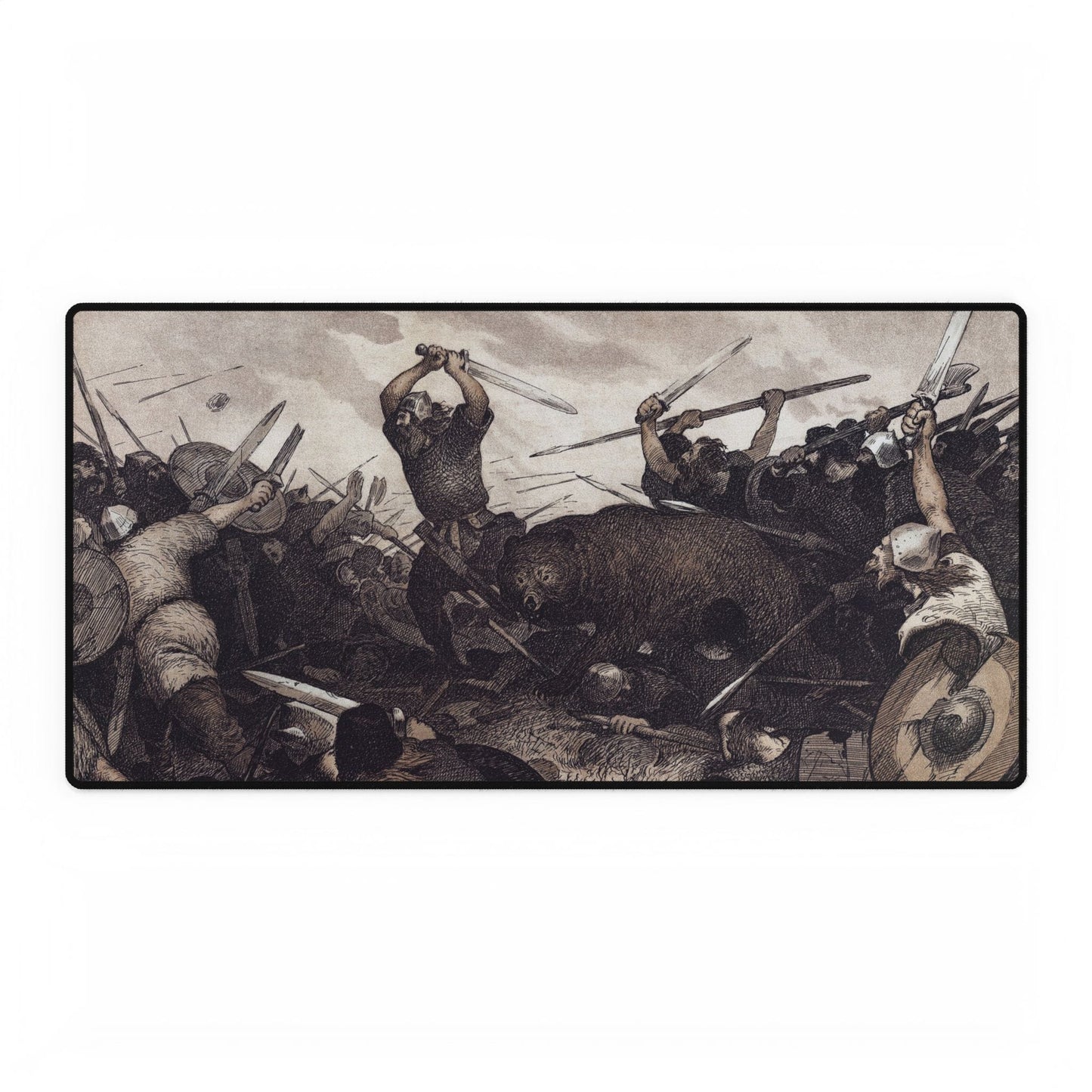 Epic Viking Battle Desk Mat | Dramatic Historical Scene | XL Mouse Matt | Accessories For Home & Office