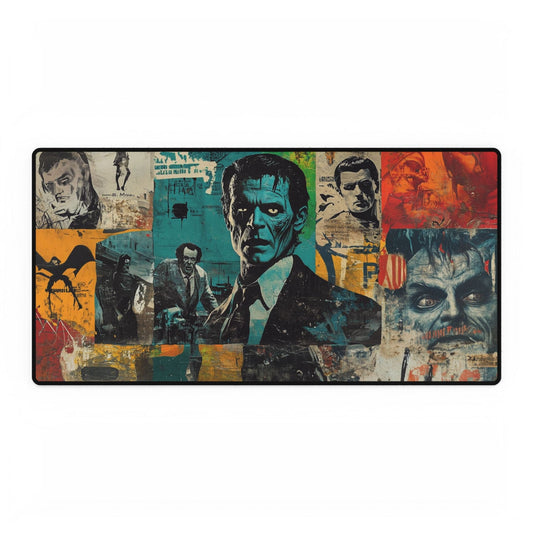 Vintage Horror Collage Desk Mat