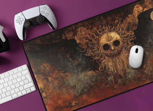 Haunting Skull Art Desk Mat | Alternative Office Decor | Multiple Size Options