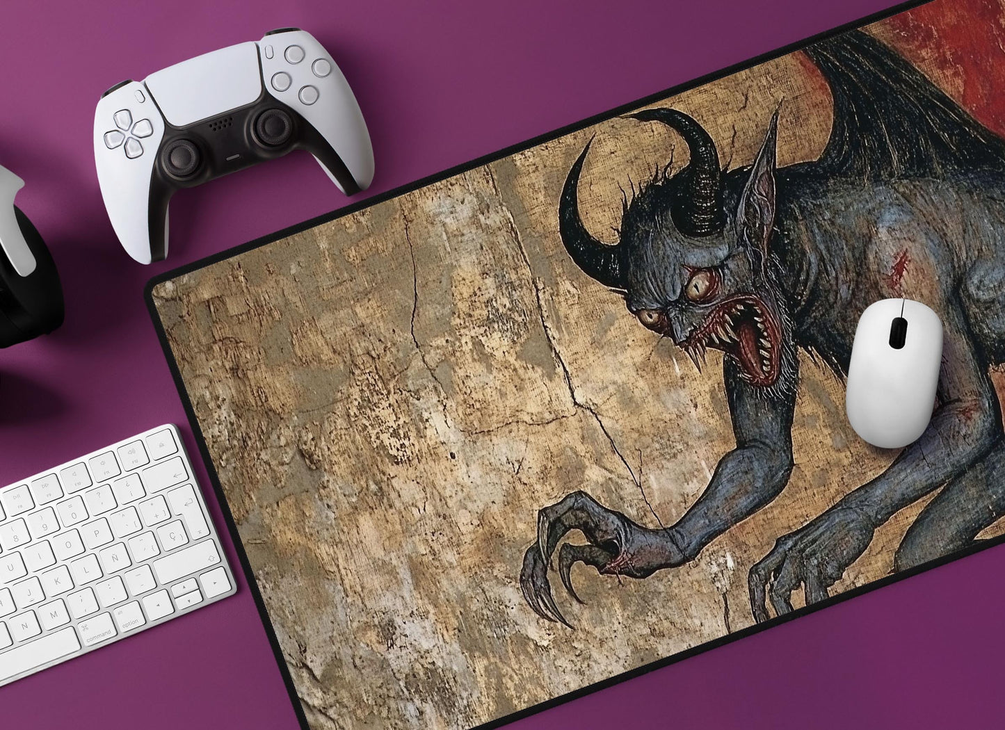 Dark Fantasy Devil Desk Mat | Alternative Office Decor | Multiple Size Options