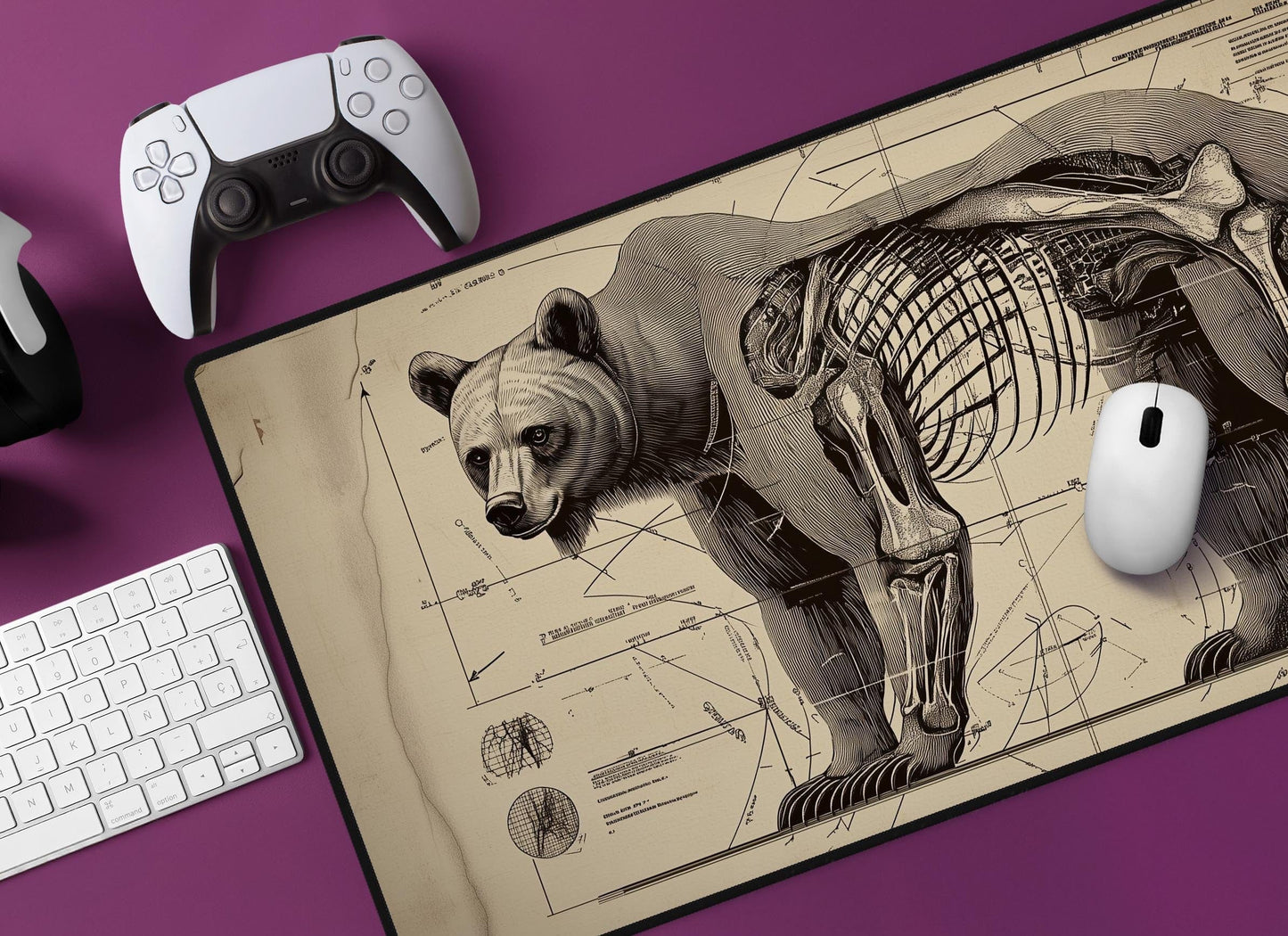 Bear Anatomy Desk Mat | Alternative Office Decor | Multiple Size Options