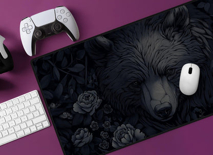 Black Bear Desk Mat | Alternative Office Decor | Multiple Size Options