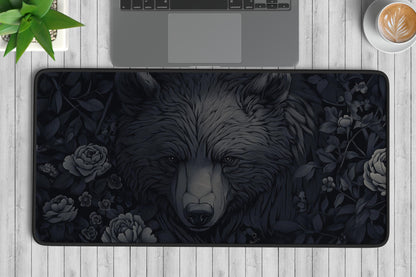 Black Bear Desk Mat | Alternative Office Decor | Multiple Size Options