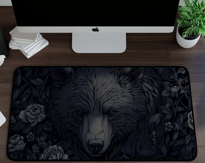 Black Bear Desk Mat | Alternative Office Decor | Multiple Size Options