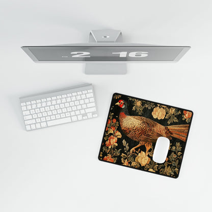 Pheasant Floral Desk Mat | Alternative Office Decor | Multiple Size Options