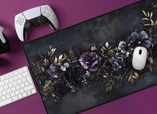 Gothic Floral Desk Mat | Alternative Office Decor | Multiple Size Options