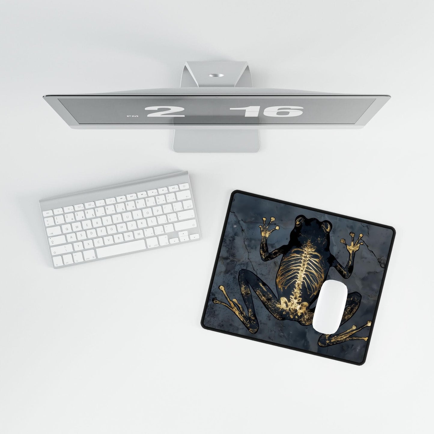 Black Frog Gold Skeleton Desk Mat | Alternative Office Decor | Multiple Size Options