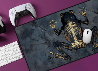 Black Frog Gold Skeleton Desk Mat | Alternative Office Decor | Multiple Size Options