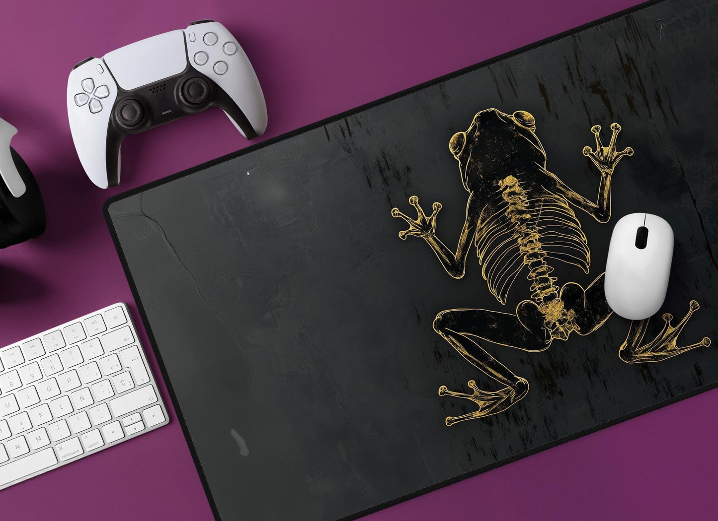 Skeletal Frog Desk Mat | Alternative Office Decor | Multiple Size Options