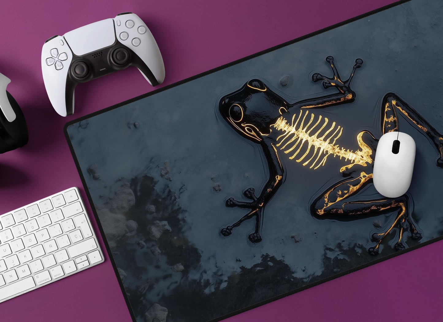 Frog Skeleton Desk Mat | Alternative Office Decor | Multiple Size Options