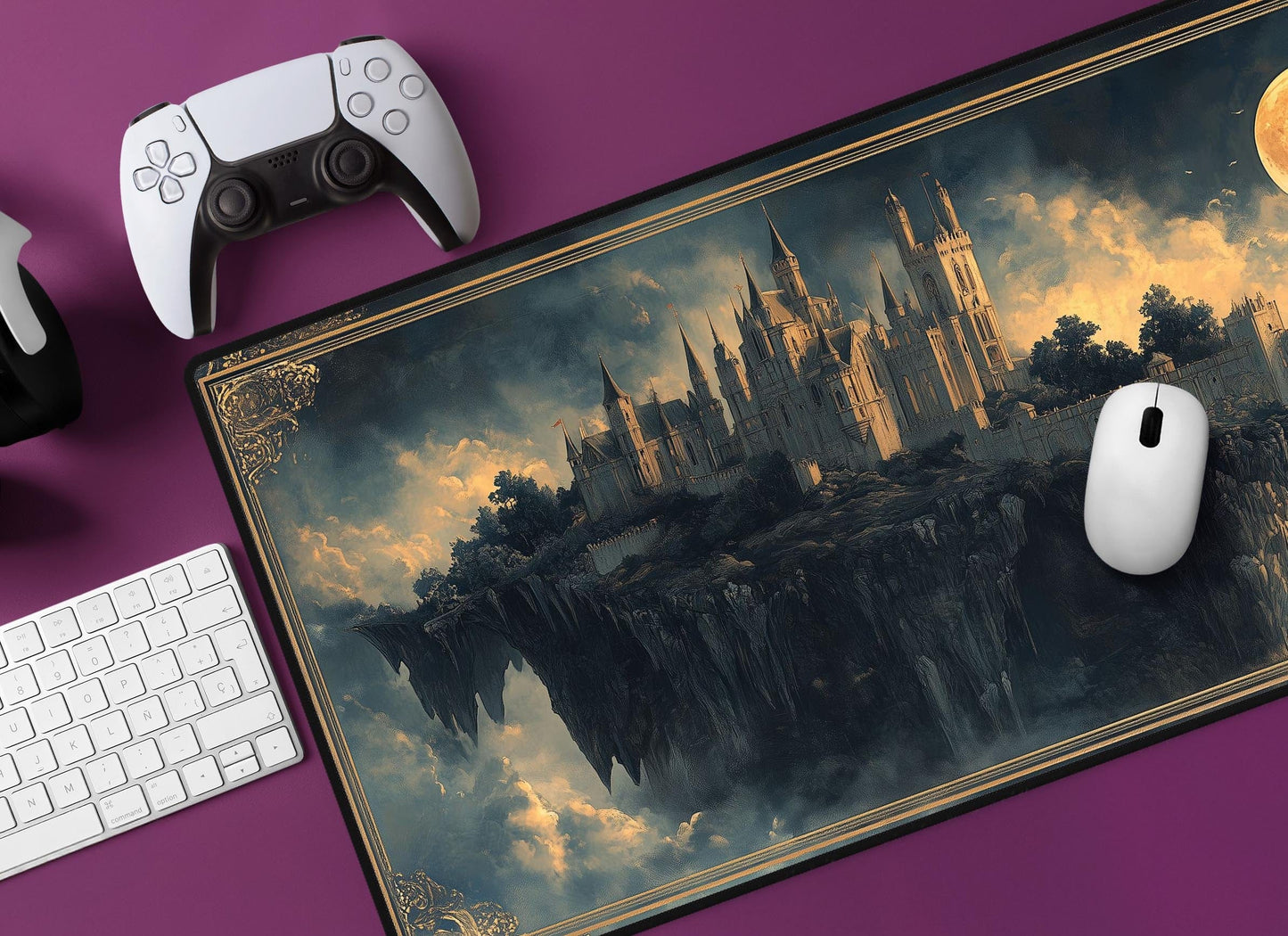 Floating Castle Desk Mat | Alternative Office Decor | Multiple Size Options