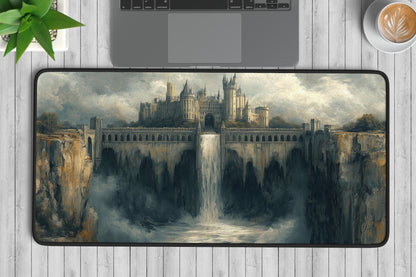 Castle & Waterfall Desk Mat | Alternative Office Decor | Multiple Size Options