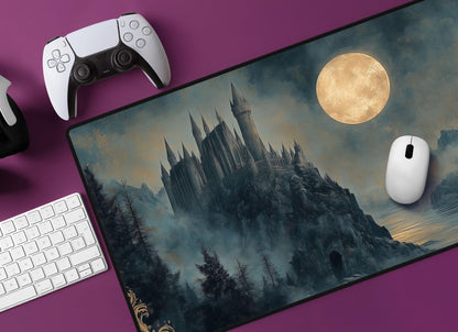 Castle Full Moon Desk Mat | Alternative Office Decor | Multiple Size Options