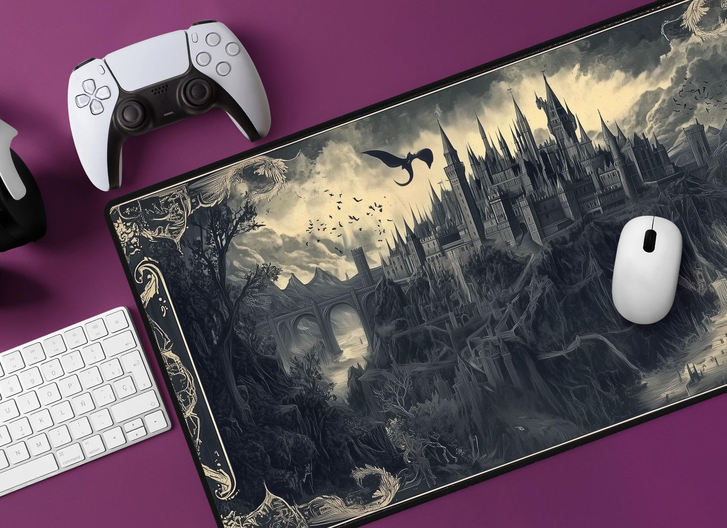 Fantasy Castle Desk Mat | Alternative Office Decor | Multiple Size Options