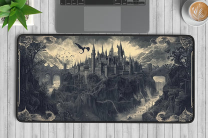 Fantasy Castle Desk Mat | Alternative Office Decor | Multiple Size Options