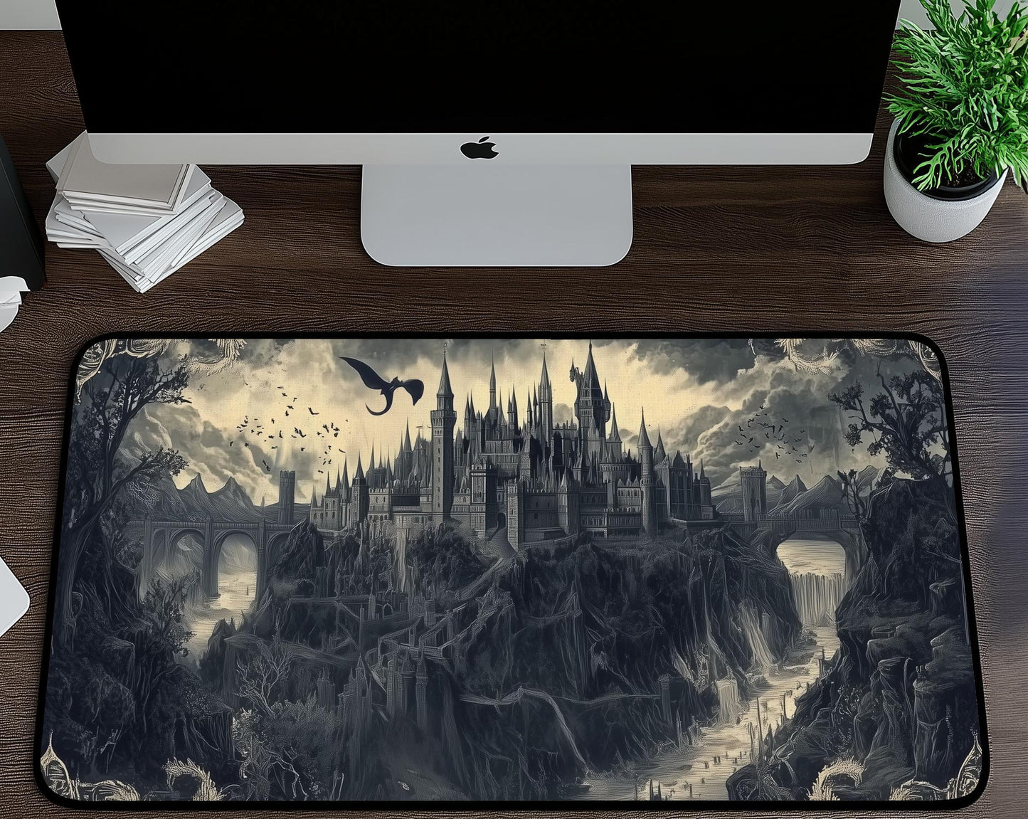 Fantasy Castle Desk Mat | Alternative Office Decor | Multiple Size Options