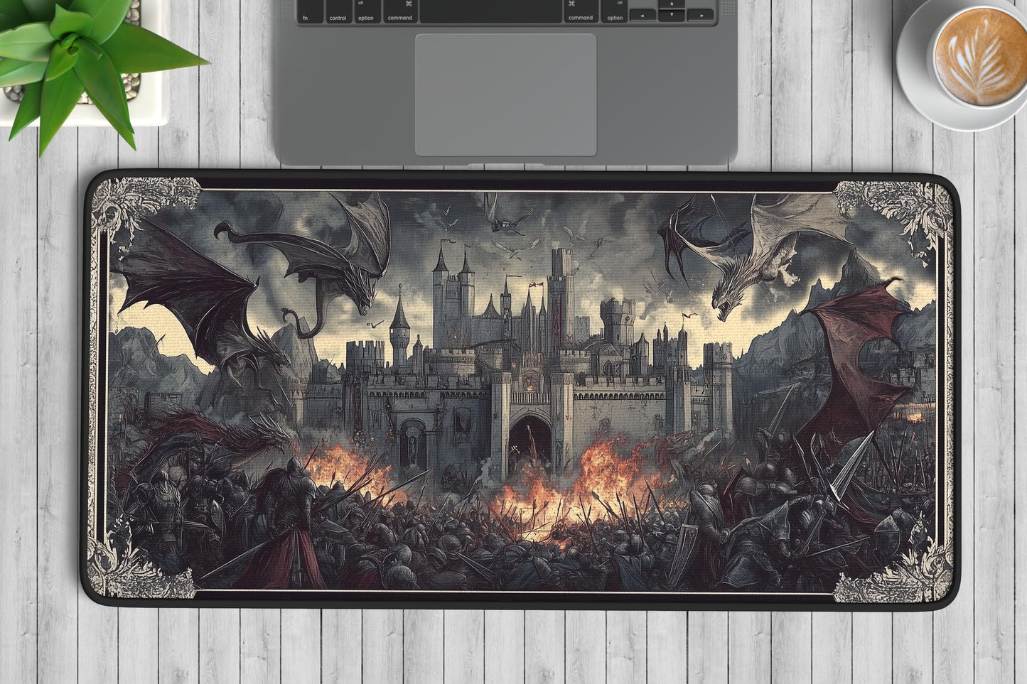 Dragon Battle Desk Mat | Alternative Office Decor | Multiple Size Options