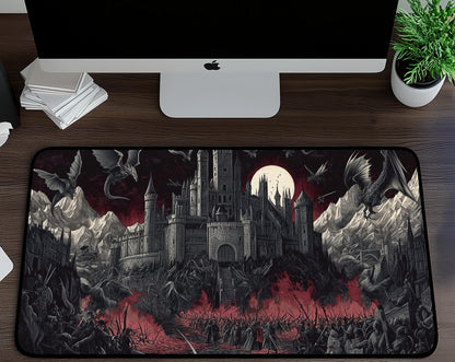 Fantasy Castle Battle Desk Mat | Alternative Office Decor | Multiple Size Options