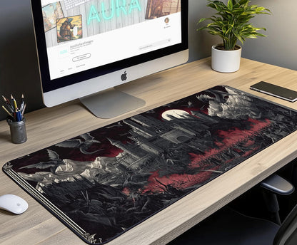 Fantasy Castle Battle Desk Mat | Alternative Office Decor | Multiple Size Options