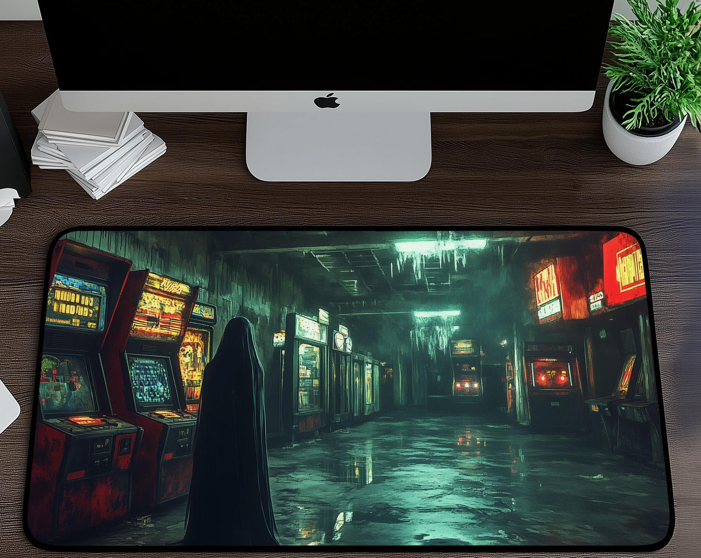 Haunted Arcade Desk Mat | Alternative Office Decor | Multiple Size Options