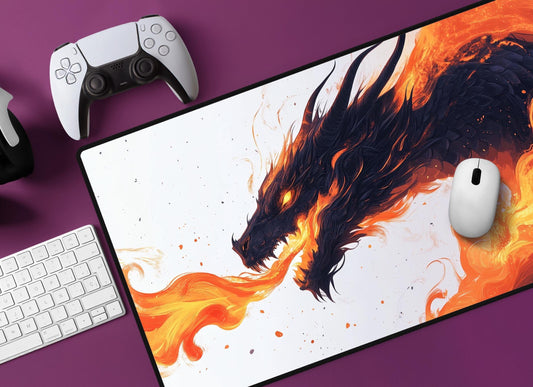 Fiery Dragon Desk Mat | Alternative Office Decor | Multiple Size Options