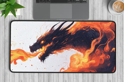 Fiery Dragon Desk Mat | Alternative Office Decor | Multiple Size Options