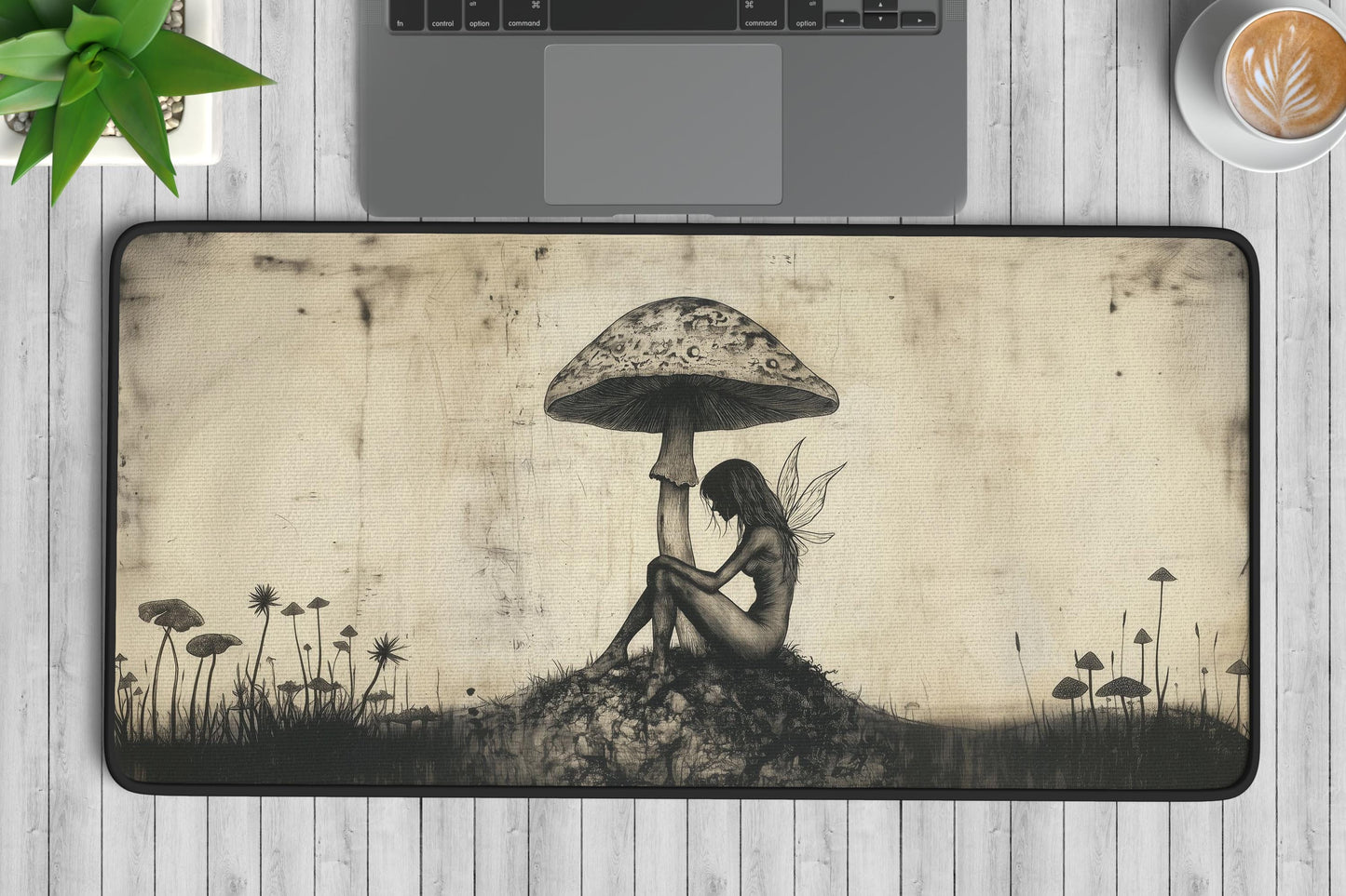 Fairy & Mushroom Desk Mat | Alternative Office Decor | Multiple Size Options