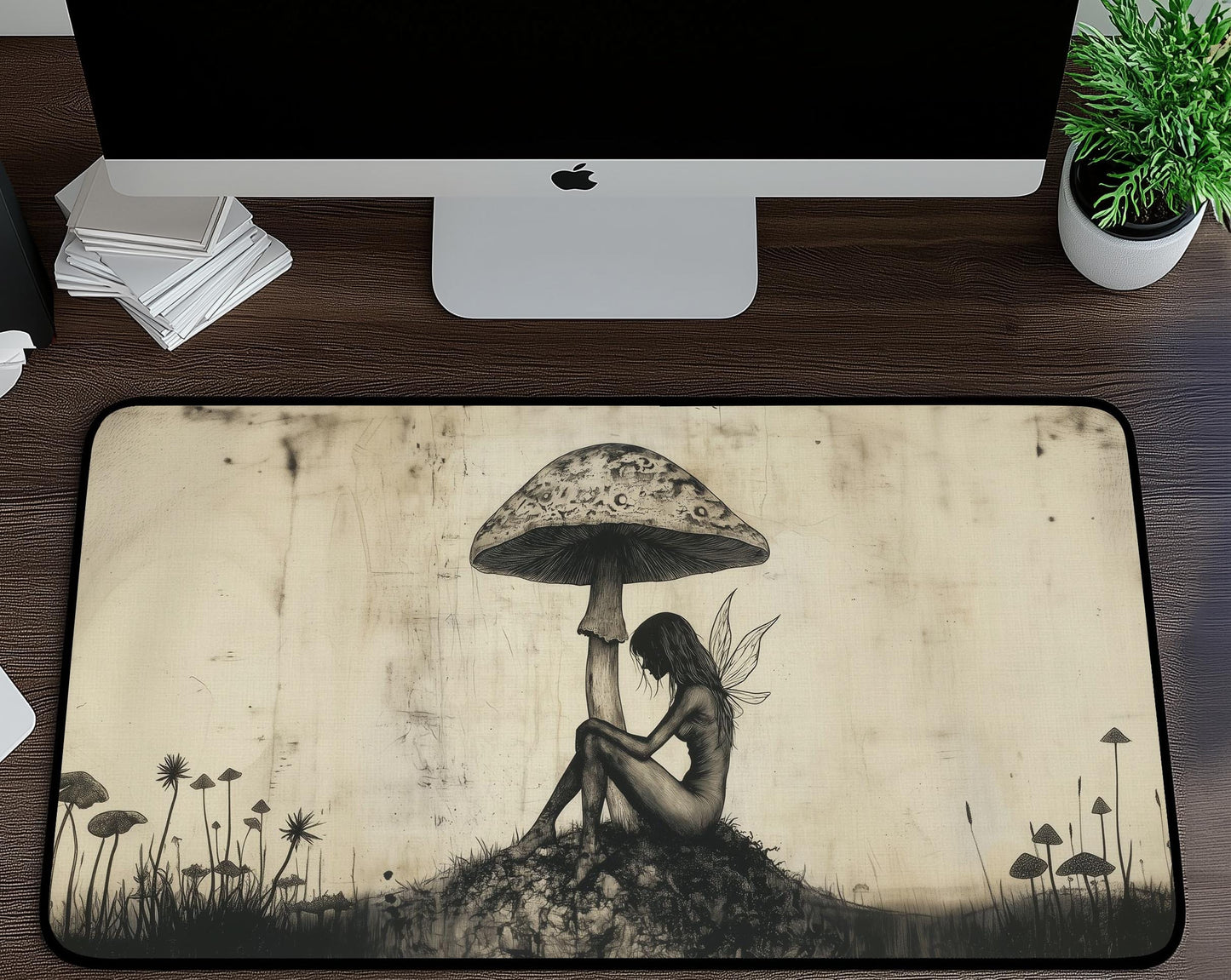 Fairy & Mushroom Desk Mat | Alternative Office Decor | Multiple Size Options