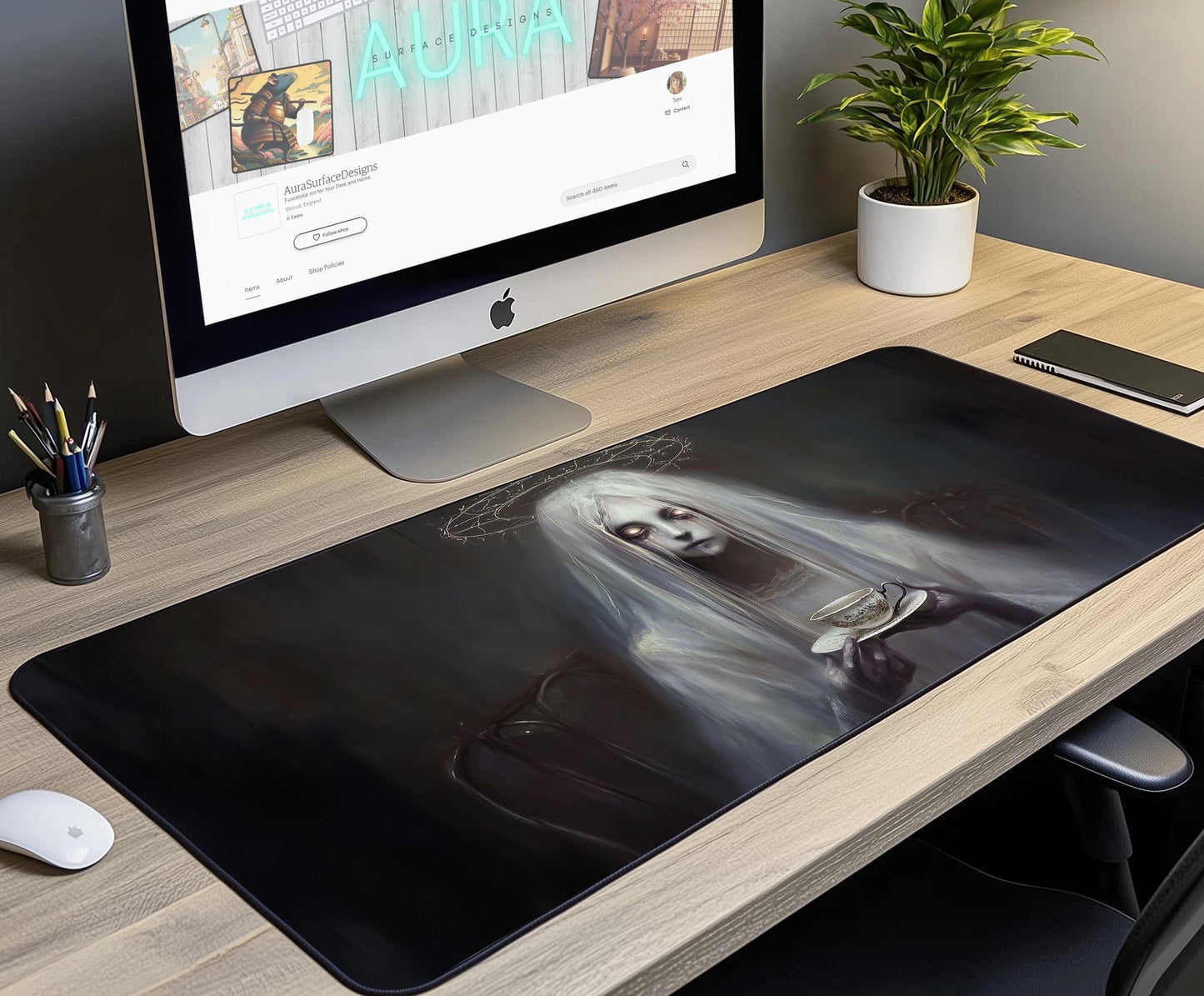 Ghost Desk Mat | Alternative Office Decor | Multiple Size Options