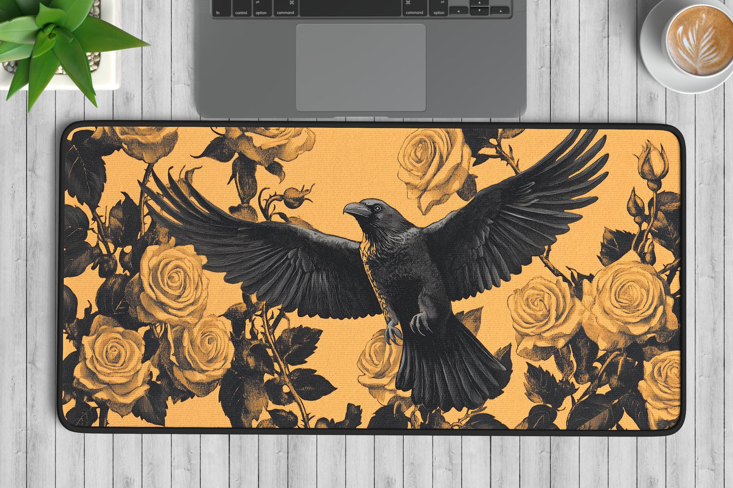 Raven & Roses Desk Mat | Alternative Office Decor | Multiple Size Options