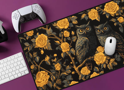 Floral Owl Desk Mat | Alternative Office Decor | Multiple Size Options