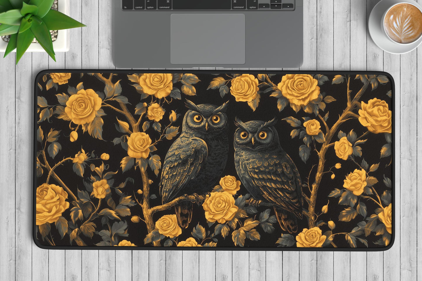 Floral Owl Desk Mat | Alternative Office Decor | Multiple Size Options