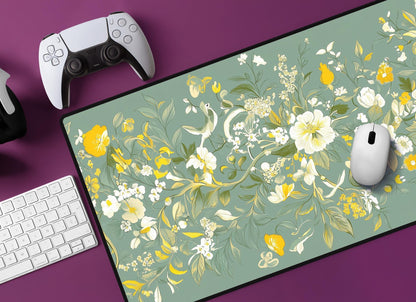 Floral Pattern Desk Mat | Alternative Office Decor | Multiple Size Options