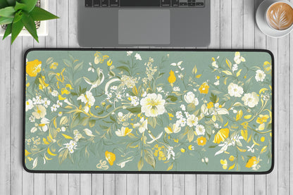 Floral Pattern Desk Mat | Alternative Office Decor | Multiple Size Options