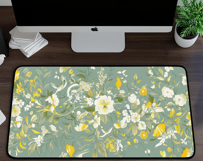 Floral Pattern Desk Mat | Alternative Office Decor | Multiple Size Options