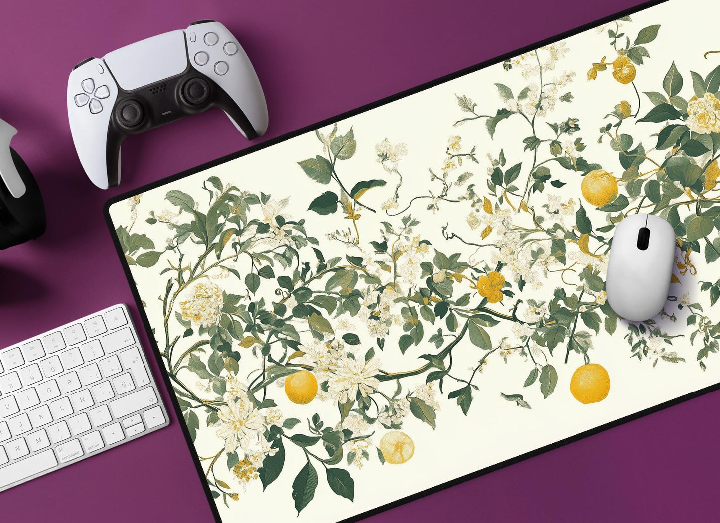 Lemon Branches Desk Mat | Alternative Office Decor | Multiple Size Options