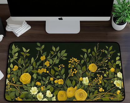 Floral Design Desk Mat | Alternative Office Decor | Multiple Size Options