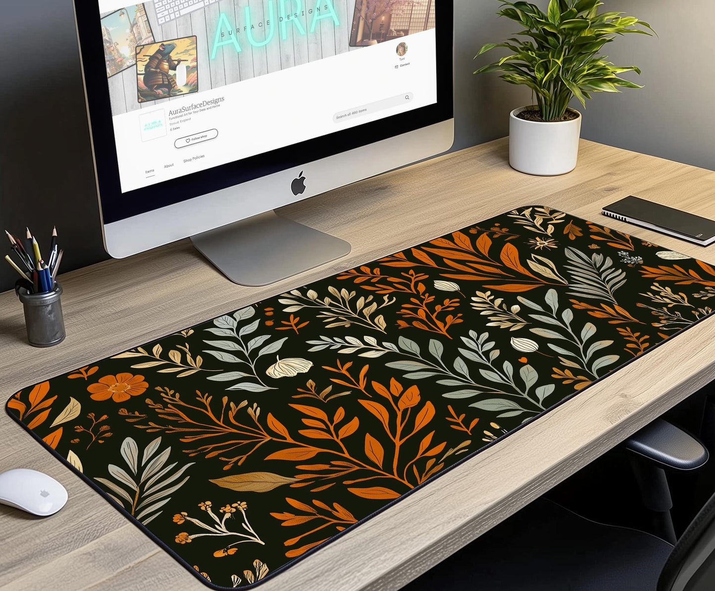 Floral Desk Mat | Alternative Office Decor | Multiple Size Options