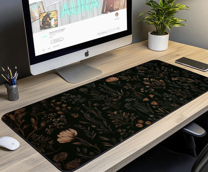 Elegant Botanical Desk Mat | Alternative Office Decor | Multiple Size Options