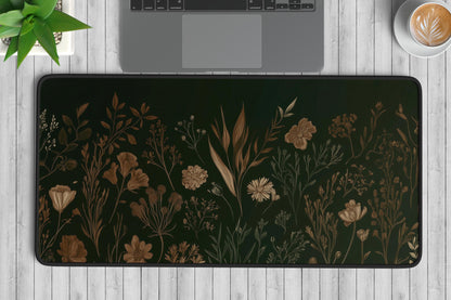 Dark Floral Desk Mat | Alternative Office Decor | Multiple Size Options