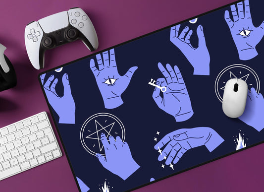 Hands & Symbols Desk Mat | Alternative Office Decor | Multiple Size Options