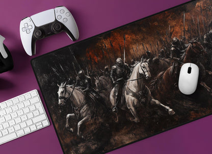 Medieval Horse Battle Desk Mat | Alternative Office Decor | Multiple Size Options