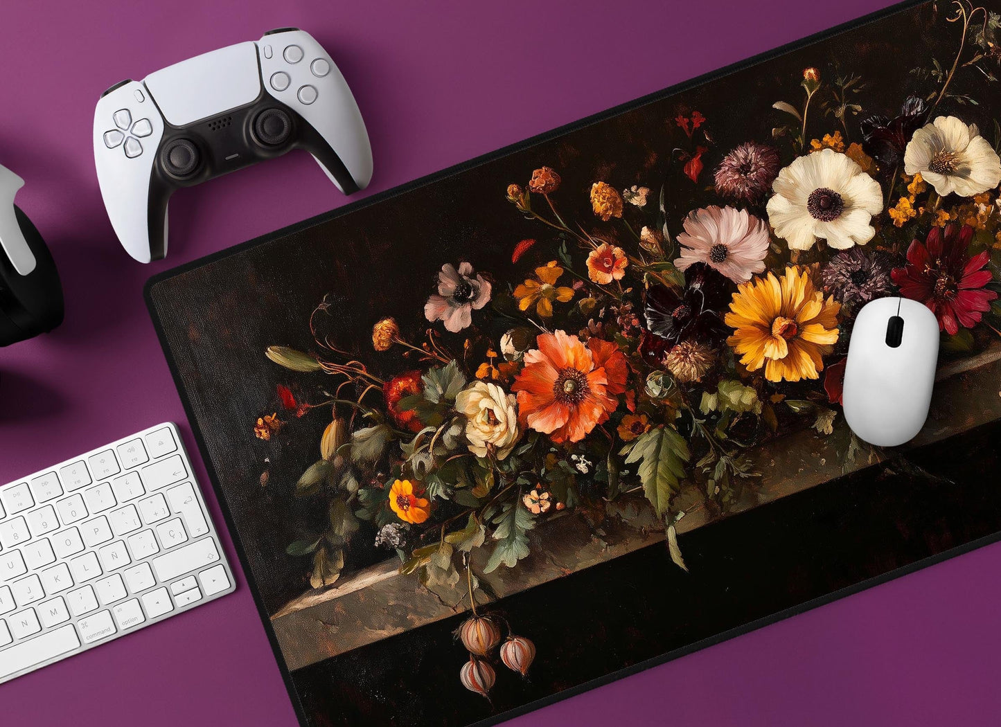 Renaissance Floral Desk Mat | Alternative Office Decor | Multiple Size Options