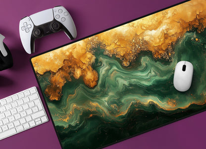 Green & Gold Marble Desk Mat
